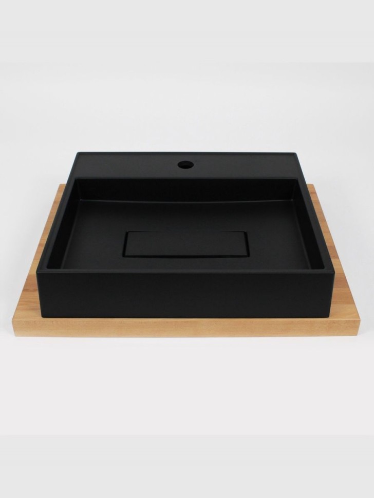 Раковина для ванной накладная 50 см, Uperwood Tanos Quartz, прямоугольная, черная, космос