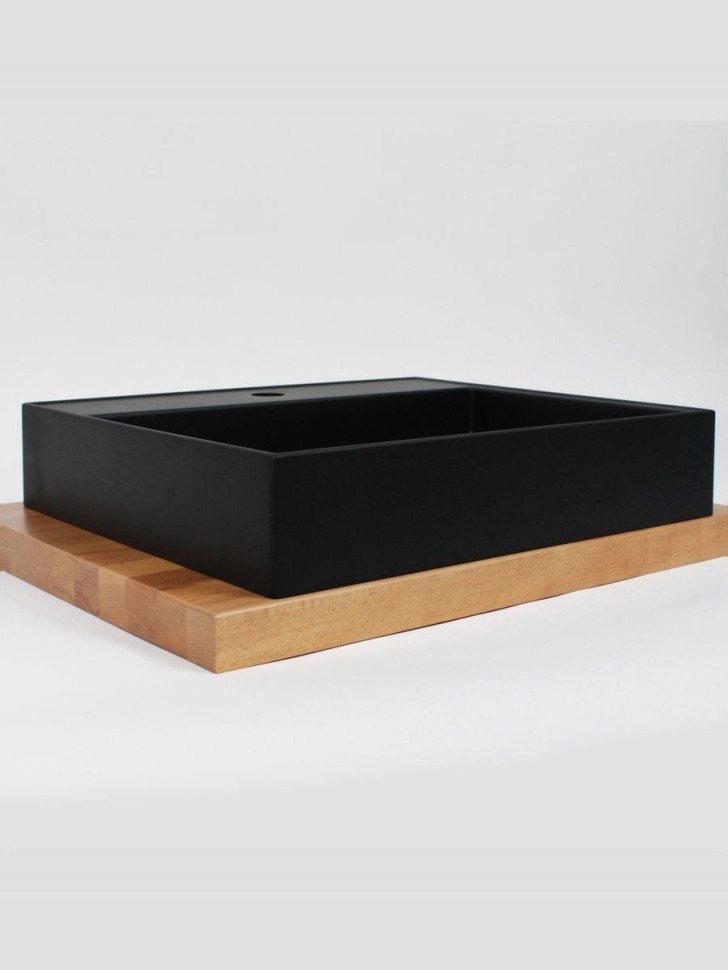 Раковина для ванной накладная 50 см, Uperwood Tanos Quartz, прямоугольная, черная, космос