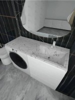 Раковина над стиральной машиной Uperwood Марсал 120х48,6х15 см, белый мрамор, правая, крыло слева