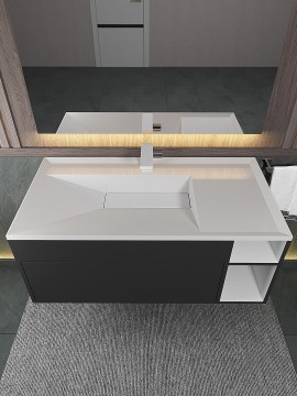 Раковина для ванной полувстраиваемая Uperwood Lotus 100 см, прямоугольная, белая глянцевая