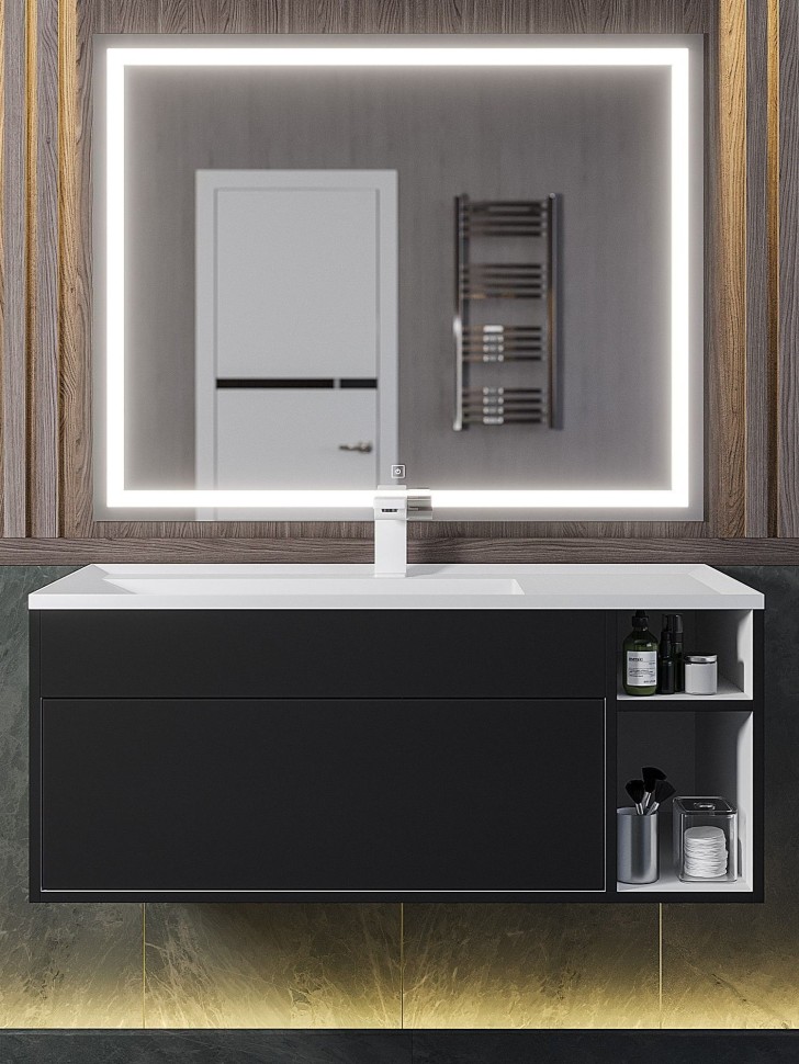 Раковина для ванной полувстраиваемая Uperwood Lotus 100 см, прямоугольная, белая глянцевая