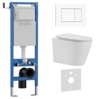 Комплект 3в1 IBERICA BLANCA инсталляция SILENCIO MINI, унитаз BURGOS ALTO белый, кнопка смыва ESTI-S белый глянцевый (IB.001M.BRA.231.855)