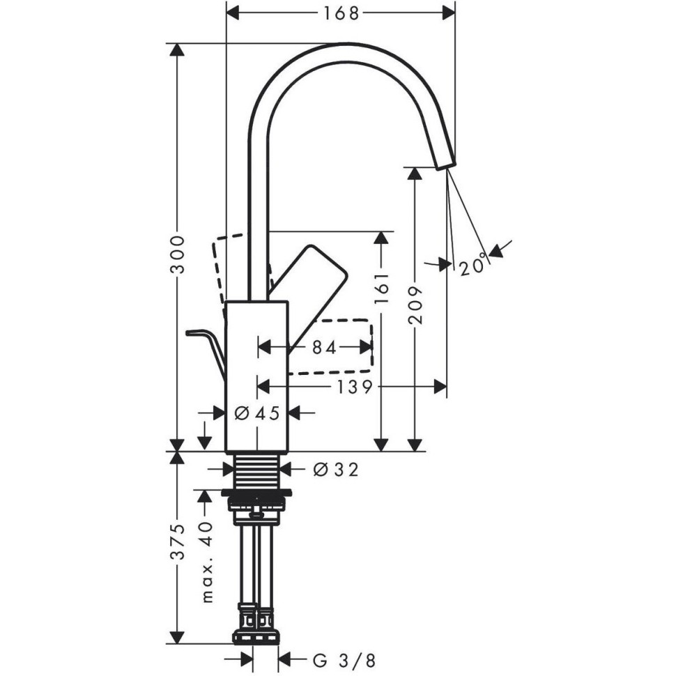 Смеситель для раковины Hansgrohe Vivenis 75030670, черный матовый