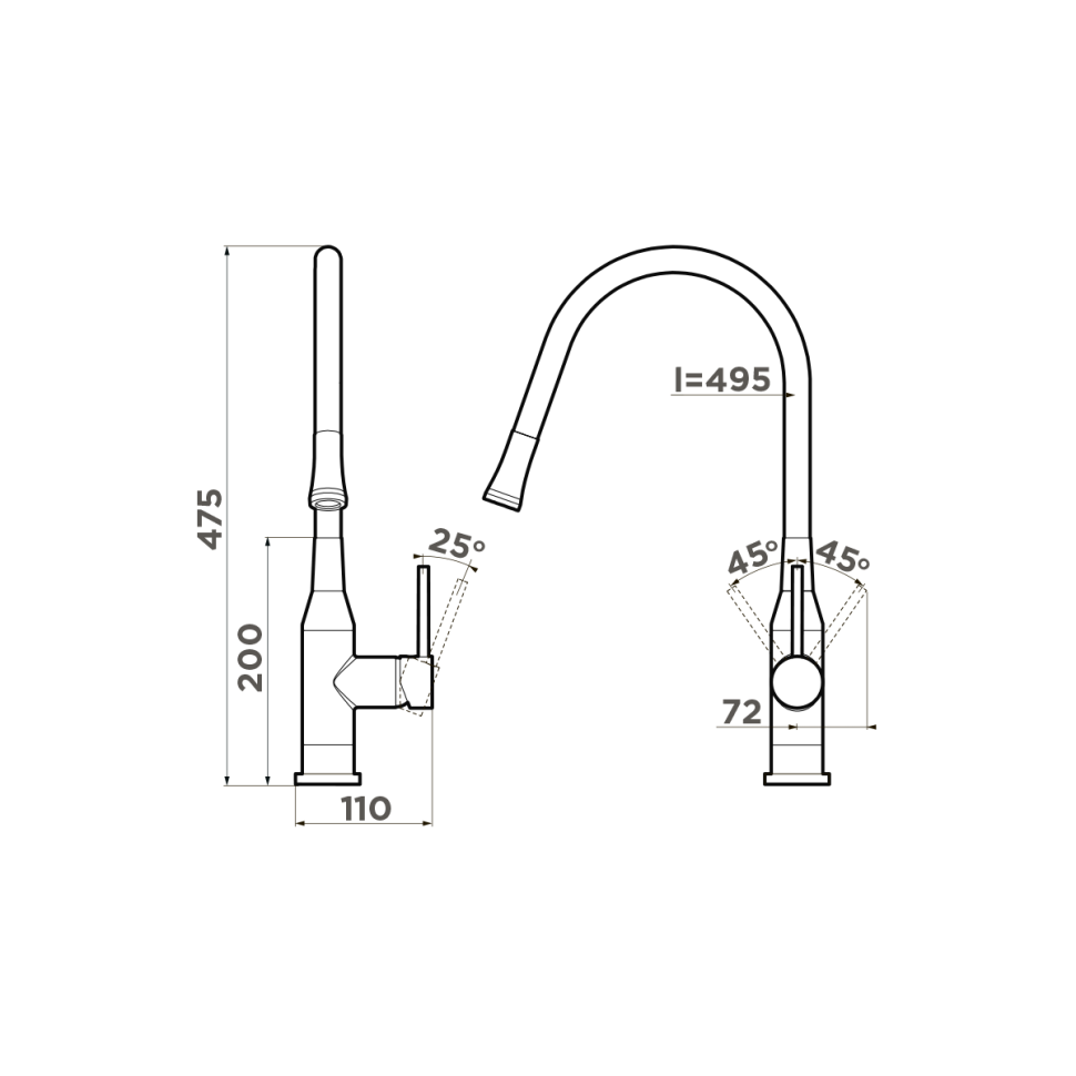 Смеситель для кухни Omoikiri Yatomi-BN-GR латунь/нержавеющая сталь/leningrad grey