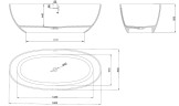 Ванна из искусственного камня Vincea VBT-4S06-1800MW, 1800*800*560, белый мат., слив-перелив в комплекте