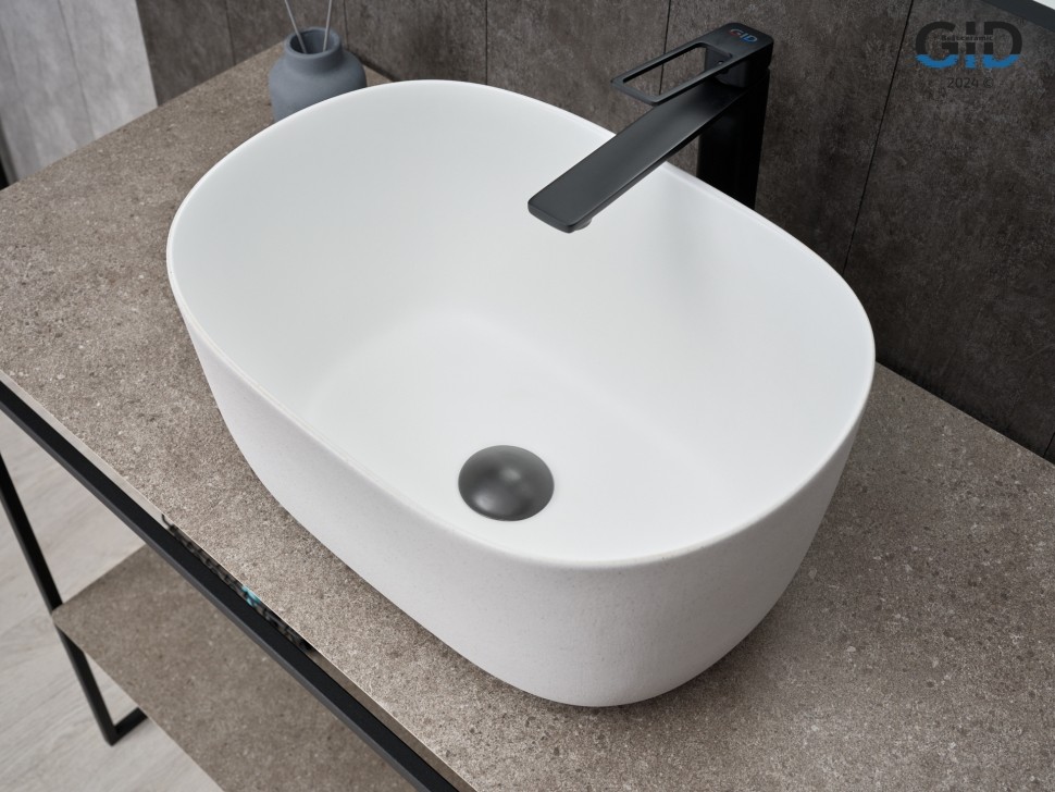 Раковина Gid N9302wg 51220 накладная белая матовая / белая графит 45x32x22