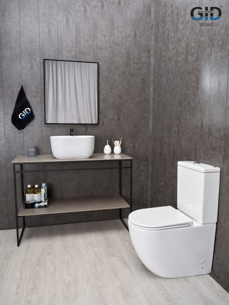 Раковина Gid N9302wg 51220 накладная белая матовая / белая графит 45x32x22