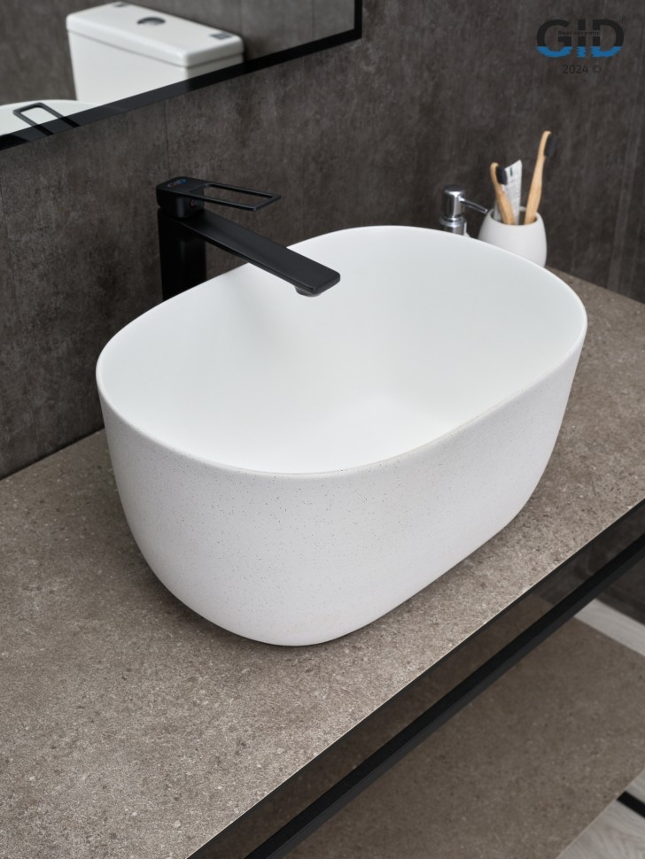 Раковина Gid N9302wg 51220 накладная белая матовая / белая графит 45x32x22