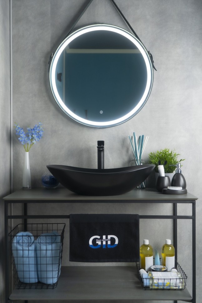 Раковина Gid Bm9811 53337 накладная черная матовая 61x37x15