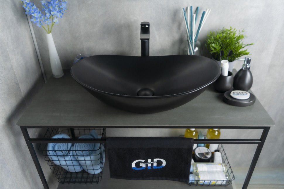 Раковина Gid Bm9811 53337 накладная черная матовая 61x37x15
