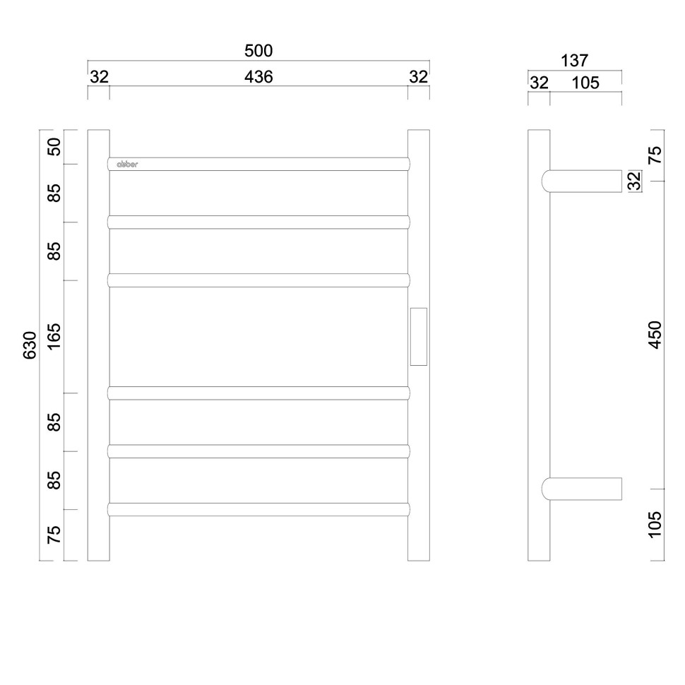 Полотенцесушитель электрический ABBER Standard AH4606 хром