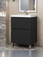 Тумба под раковину 60 см, Uperwood Tanos, напольная, черная, 2 ящика