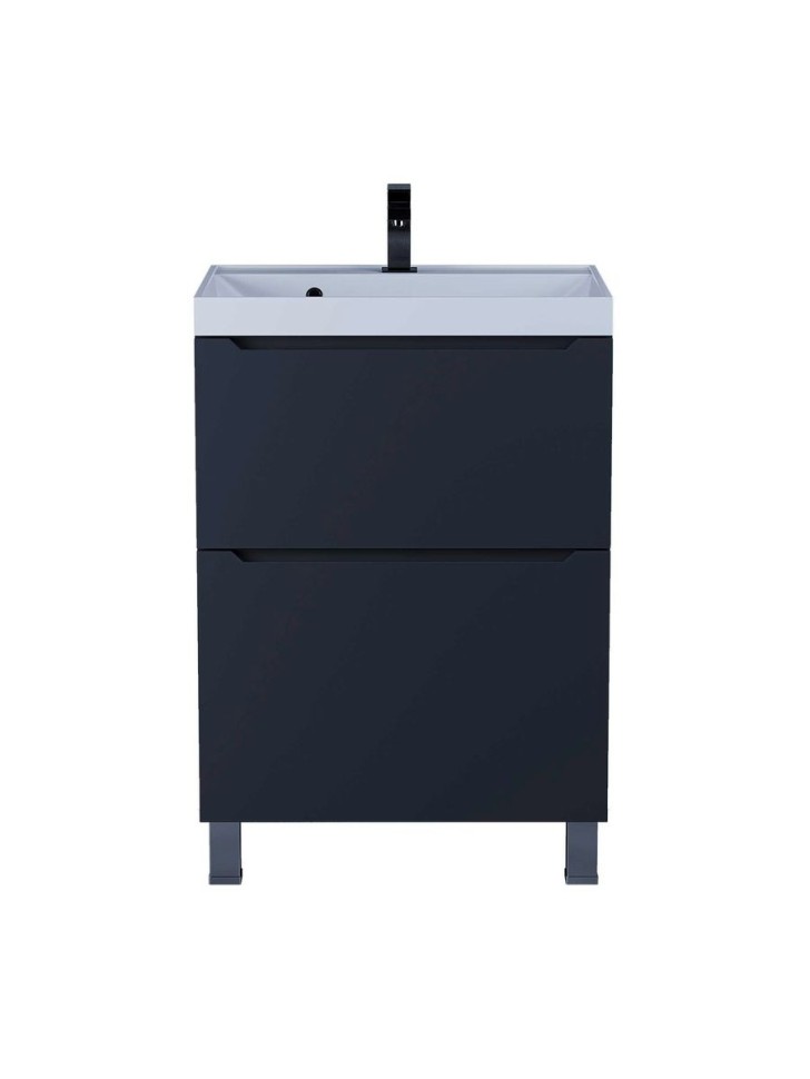 Тумба под раковину 60 см, Uperwood Tanos, напольная, черная, 2 ящика