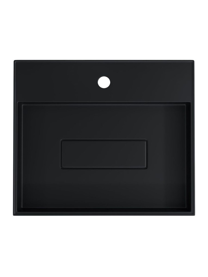 Раковина для ванной накладная 50 см, Uperwood Tanos Quartz, прямоугольная, черная, уголь