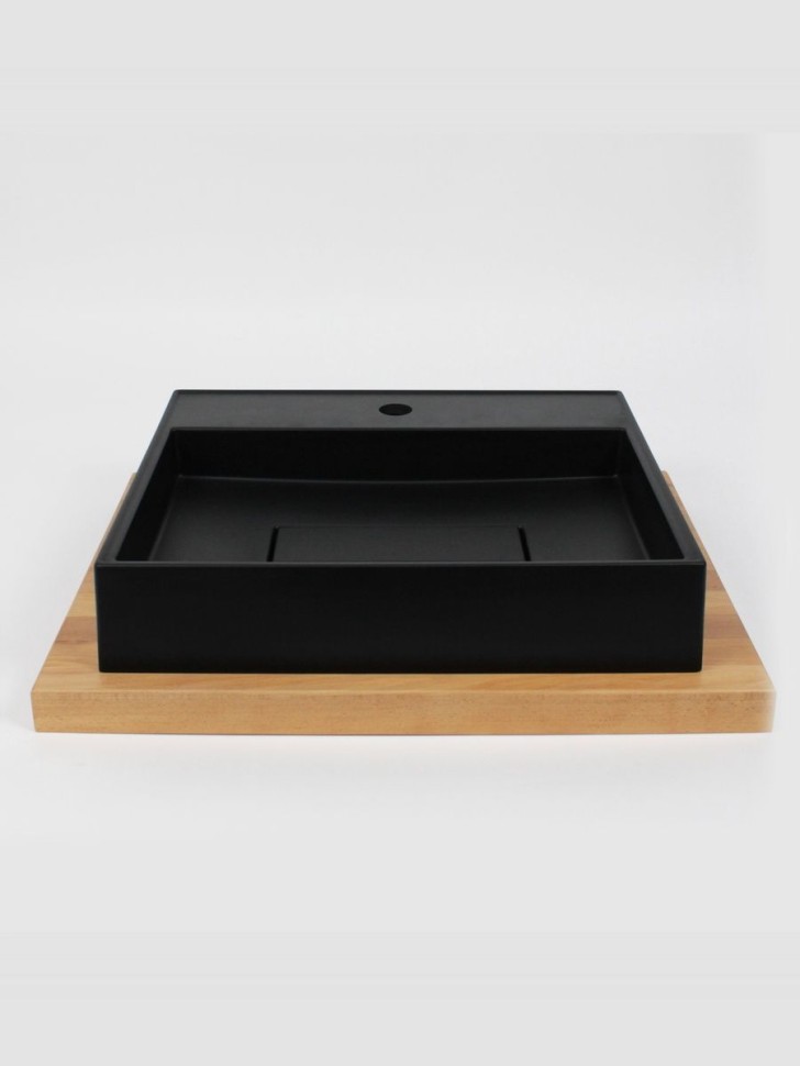 Раковина для ванной накладная 50 см, Uperwood Tanos Quartz, прямоугольная, черная, уголь