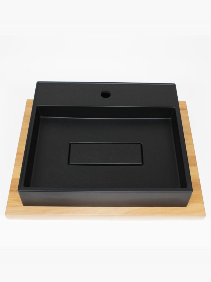 Раковина для ванной накладная 50 см, Uperwood Tanos Quartz, прямоугольная, черная, уголь