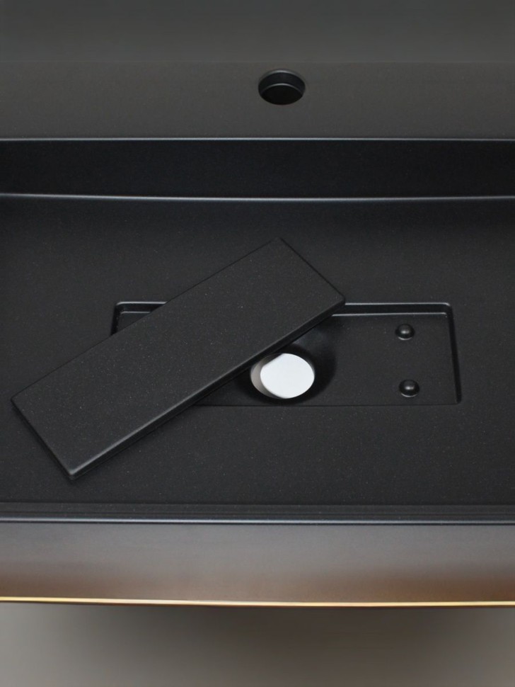 Раковина для ванной накладная 50 см, Uperwood Tanos Quartz, прямоугольная, черная, уголь