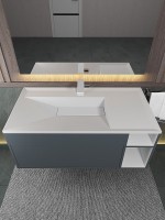 Раковина для ванной полувстраиваемая Uperwood Lotus 100 см, прямоугольная, белая матовая