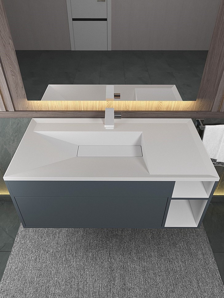 Раковина для ванной полувстраиваемая Uperwood Lotus 100 см, прямоугольная, белая матовая