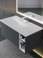 Раковина для ванной полувстраиваемая Uperwood Lotus 100 см, прямоугольная, белая матовая