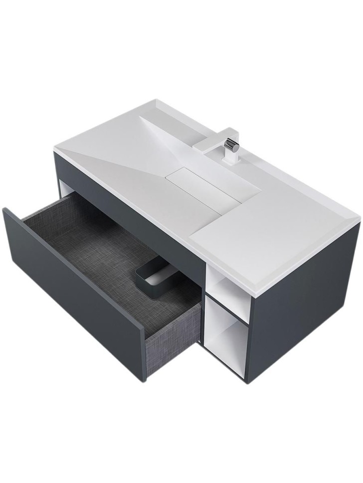 Раковина для ванной полувстраиваемая Uperwood Lotus 100 см, прямоугольная, белая матовая