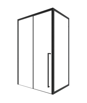 Timo Душевая дверь TDSS-140/03C-8R, раздвиж 1400*2000, проф черный + торцевое стекло TSS-1000/03C-8 1000*2000, проф черный
