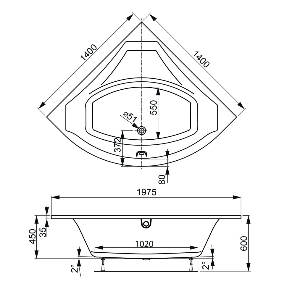 Акриловая ванна VAGNERPLAST VERONELA CORNER 140x140