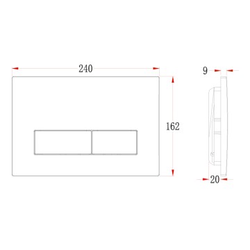 Кнопка смыва Veconi FLUSH V1, FLV1-CM, 240х162х9, пластик, матовый