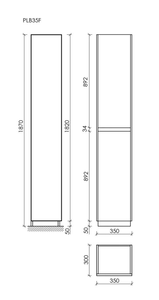 Шкаф-пенал SANCOS Libra Floor напольный, белый глянец, 350х300х1870 мм, арт. PLB35FW