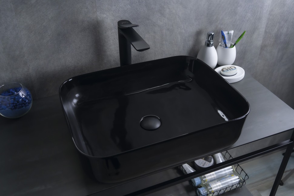 Раковина Gid BL1304 53351 накладная черная глянцевая 50x39x13