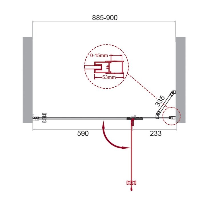 Душевая дверь BelBagno KRAFT-60/30-C-Cr-R