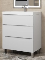 Тумба под раковину 70 см, Uperwood Tanos, напольная, белая, 3 ящика