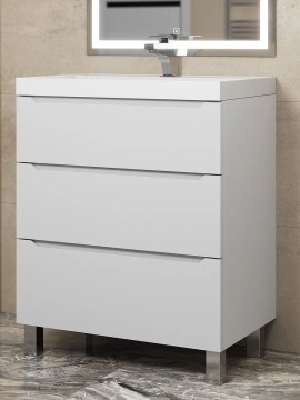 Тумба под раковину 70 см, Uperwood Tanos, напольная, белая, 3 ящика