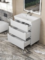 Тумба под раковину 70 см, Uperwood Tanos, напольная, белая, 3 ящика