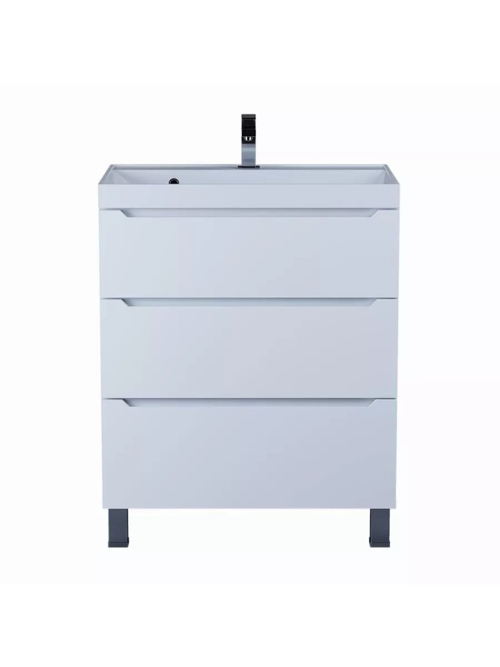 Тумба под раковину 70 см, Uperwood Tanos, напольная, белая, 3 ящика