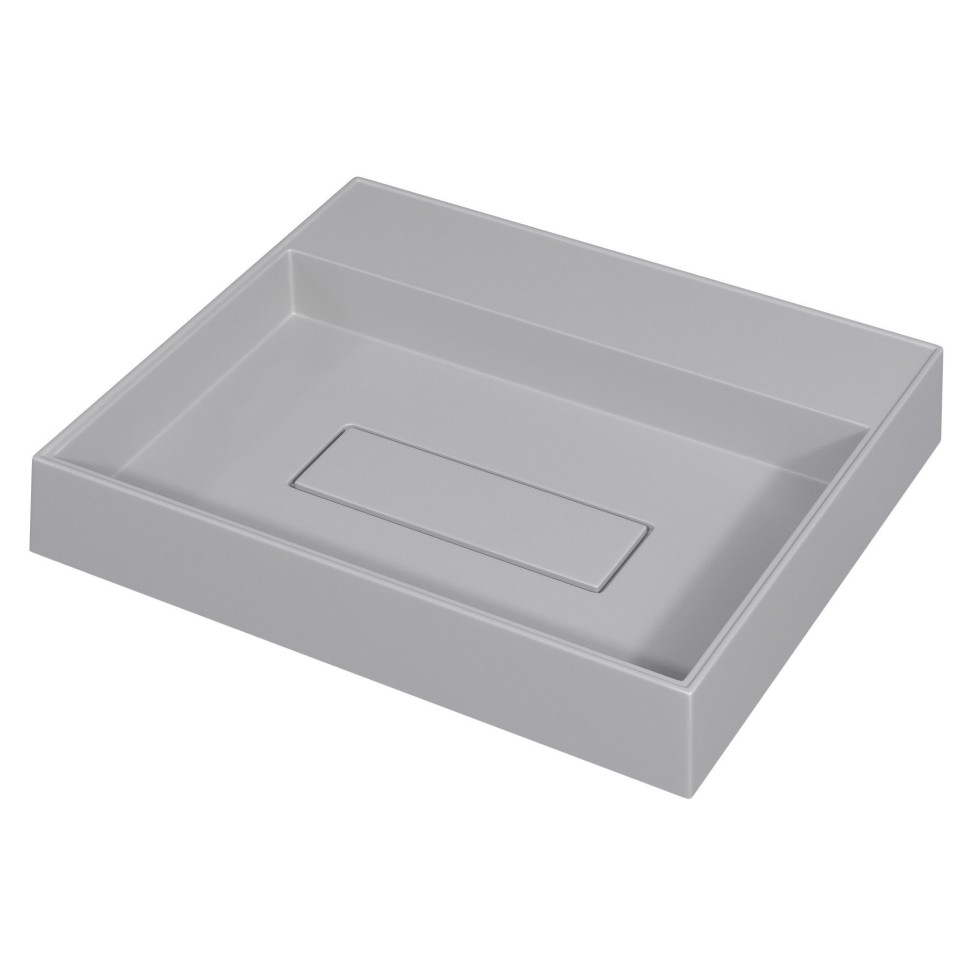 Раковина накладная прямоугольная, Uperwood Tanos Quartz 50 см, без отверстия для смесителя, белая, жасмин