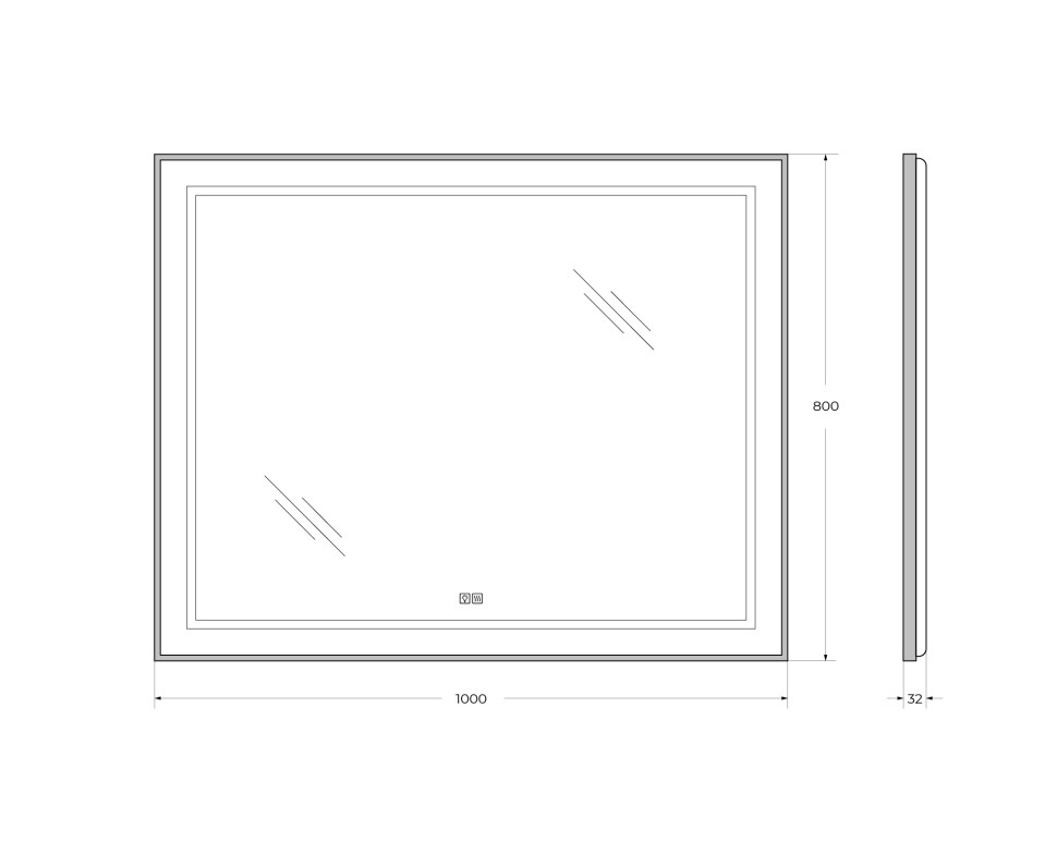 Зеркало BelBagno SPC-KRAFT-1000-800-LED-TCH-WARM-NERO