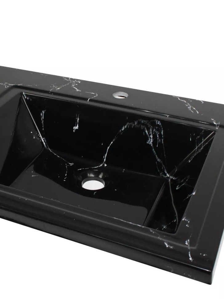 Раковина над стиральной машиной Uperwood Марсал 120х48,6х15 см, черный мрамор, правая, крыло слева