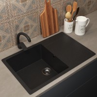 Кухонная мойка из искусственного камня Uperwood ECON UPD-507-004, прямоугольная, черная матовая