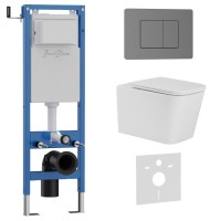 Комплект 3в1 IBERICA BLANCA инсталляция SILENCIO MINI, унитаз TOLEDO ALTO белый, кнопка смыва INOX-C вороненая сталь (IB.001M.TLA.234.1180)