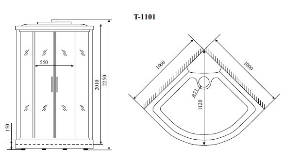 Timo Standart T-1101 душевая кабина 100*100*220, турецкая баня хамам