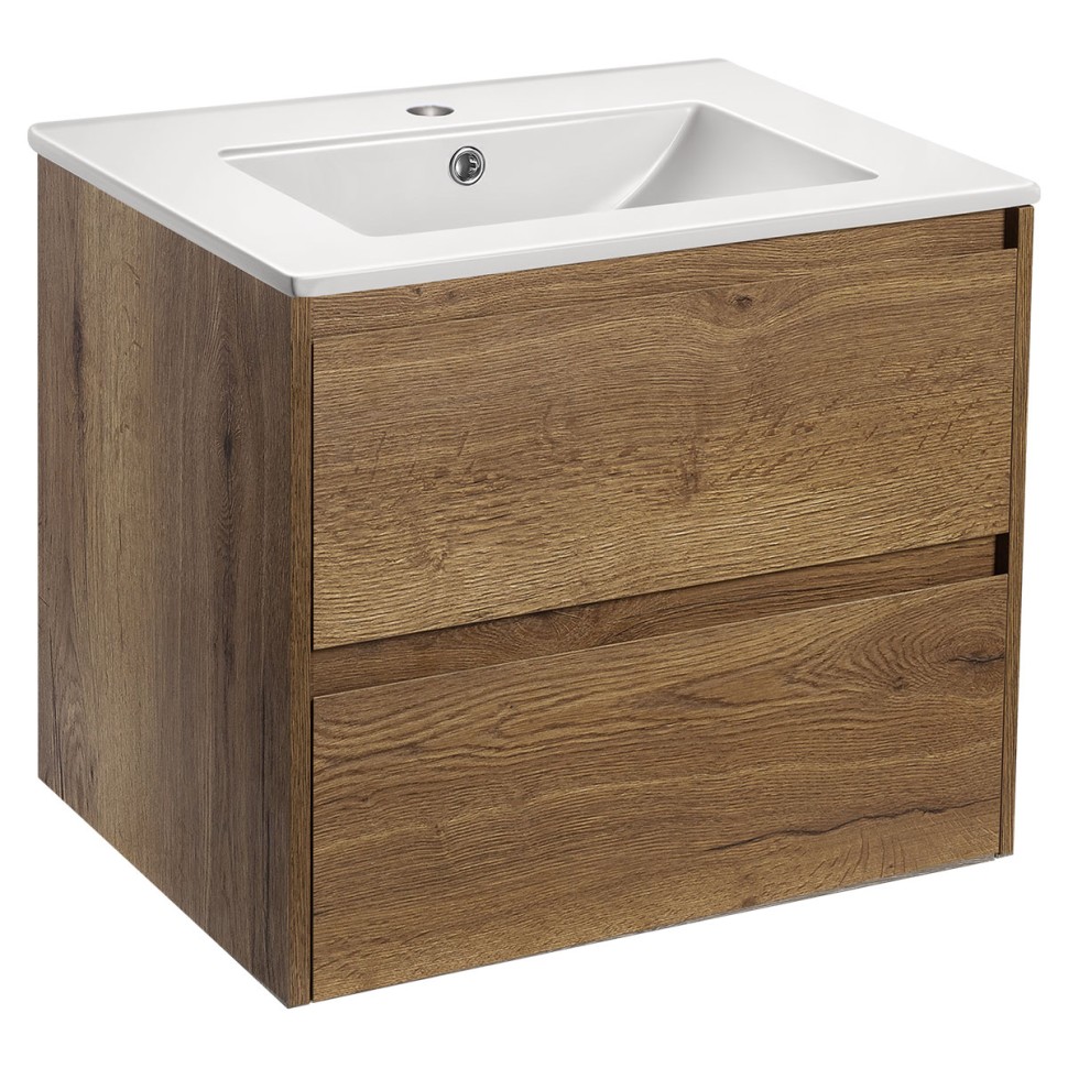 База под раковину Gio 600 подвесная, 2 выкатных ящика soft-close, T.Oak