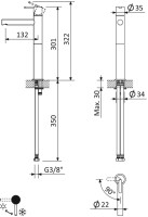 Смеситель для раковины CEZARES LEAF-LC1-L-SS