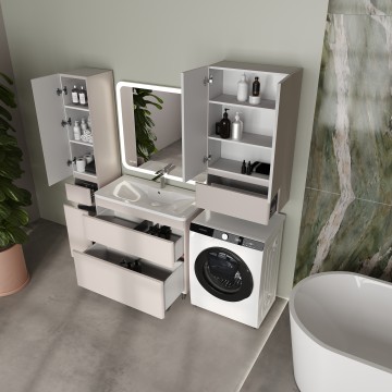 Тумба напольная STYLELINE "Атлантика 90", Люкс Плюс карамель с раковиной Атлантик 90