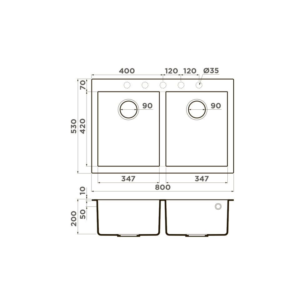 Кухонная мойка Omoikiri Bosen 80-2-BL Tetogranit/черный
