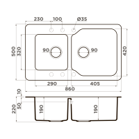 Кухонная мойка Omoikiri Maru 86-2-CH Tetogranit/шампань