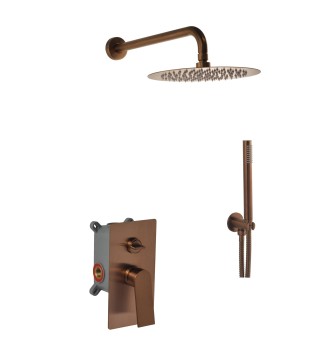 Душевая встраиваемая система Demm SVEN 25 см, ручной душ, верх. лейка с устан. боксом, шлиф. золото