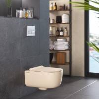 Унитаз подвесной BERGES EGO XL, матовый жасмин, микролифт, быстросъёмное