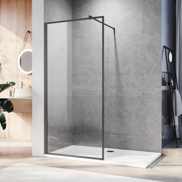 Душевая перегородка Veconi Korato KR-81GR, 1100x2000, брашированный графит, стекло прозрачное KR81GR-110-01-C4