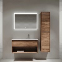 Тумба подвесная SANCOS Marmi 1.0 правая, 995х445х520, c одним ящиком оснащенным доводчиками скрытого монтажа и открытой нишей, дуб чарльстон, арт.MR1.0100RECH